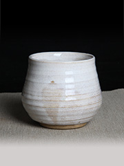 日本茶碗 专用茶道 釉白 带拉胚痕 老茶碗茶盏 带原装桐木供箱