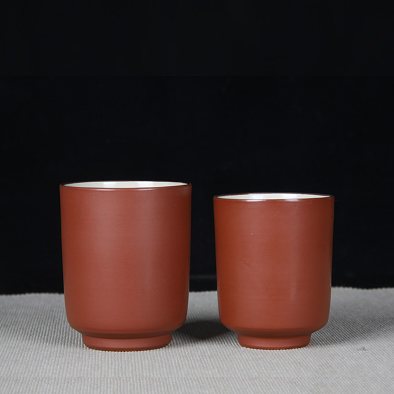 日本茶杯组 日本红釉夫妻对杯组 日本红釉工艺，内灰釉，釉水肥润，传统器型，夫妻对杯