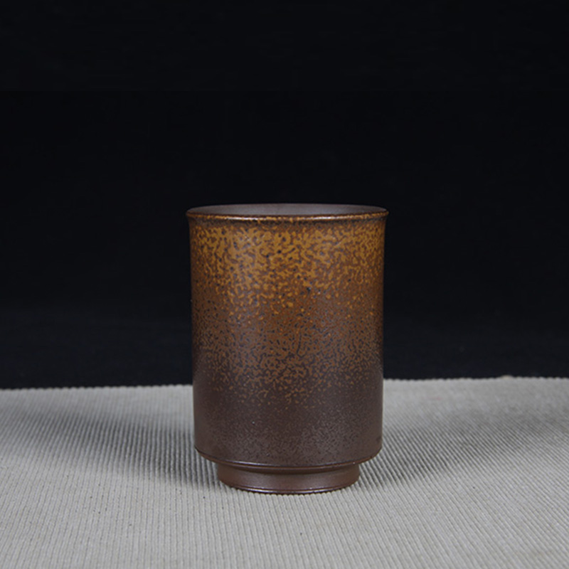 日本备前烧 日本备前烧直筒杯 日本备前烧工艺，重落灰，金属质感十足，器型端庄