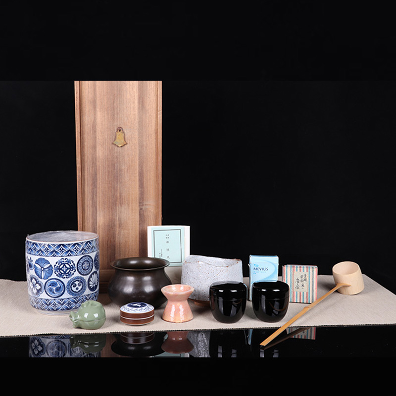 日本陶瓷茶道组 日本茶道整套茶道组 铜建水，水指，茶入，盖置，整套茶道组，性价比高
