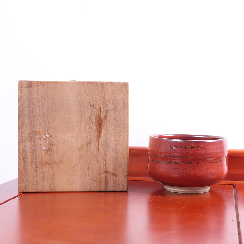 日本抹茶碗 日本赤乐烧抹茶碗 日本乐烧工艺，难得赤乐烧，釉水肥润，带原装供箱