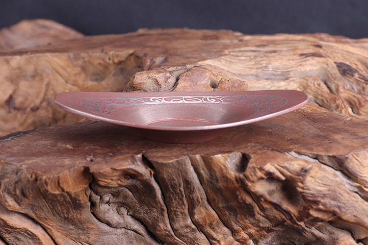 日本杯托纯锡赤漆菱形茶托五客云纹日本锡器工艺，精工铸造而成，器型 