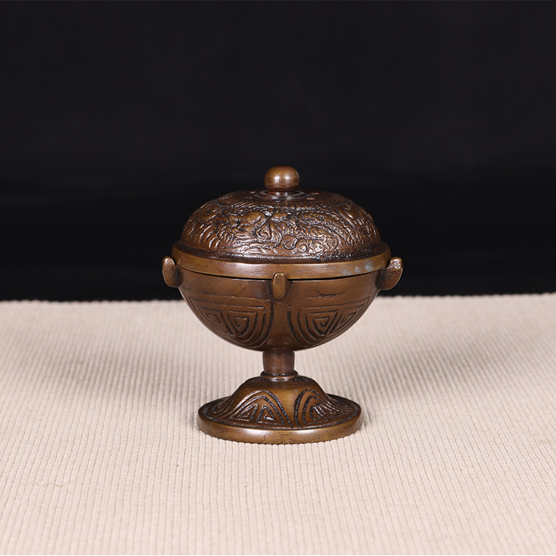 日本香炉 日本铸铜龙凤纹小香炉